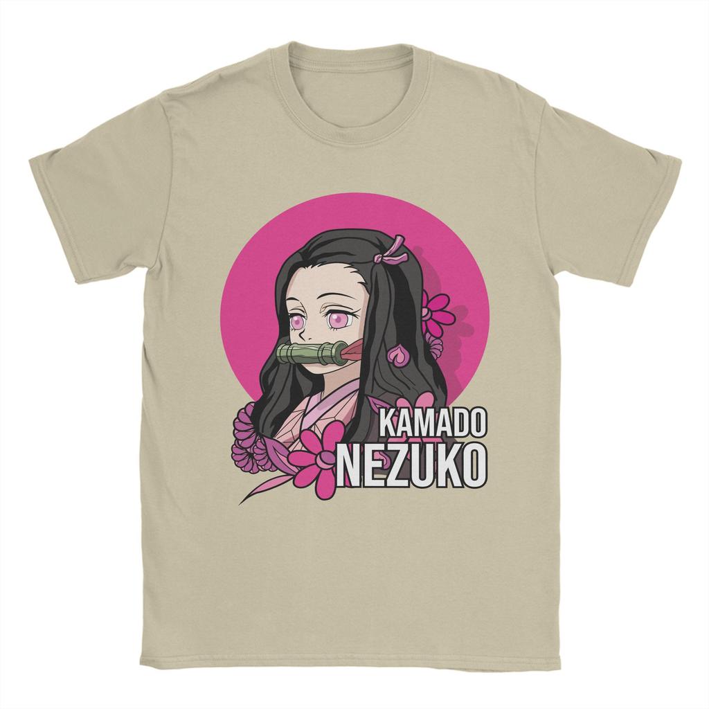 Anime Demon Slayer Nezuko T Shirt for Men Pure Cotton Vintage T-Shirt Round Collar  Tees Short Sleeve Clothes Summer