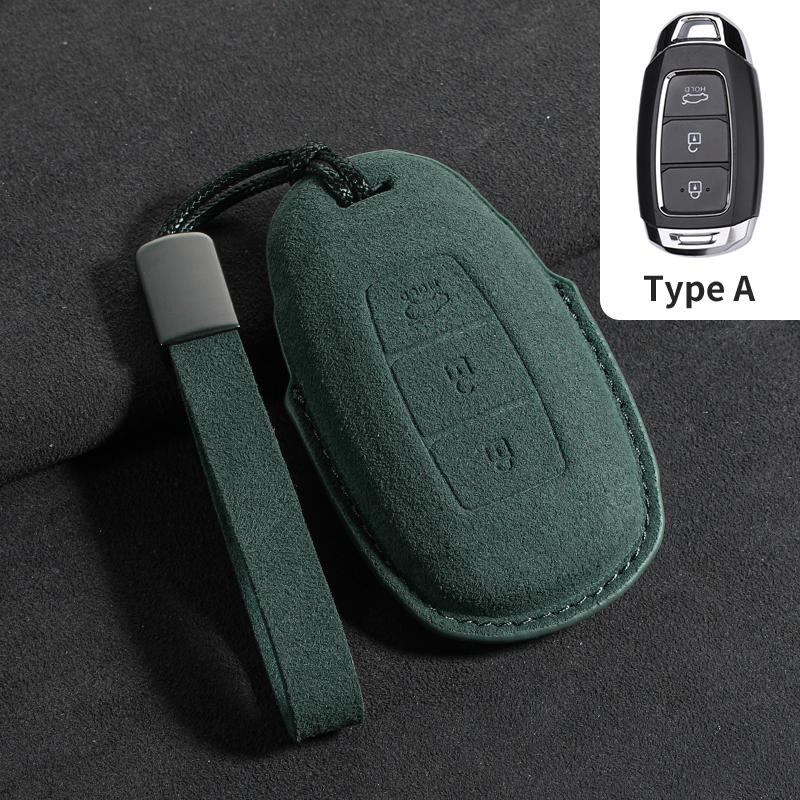 3 Buttons Suede Shell Fob For Hyundai I30 Ix35 Kona Encino Solaris Azera Grandeur Ig Accent Santa Fe Palisade Car Key Case Cover