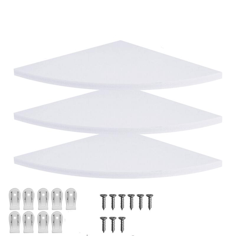 White Floating 3pcs Corner Shelf Shelves Wall Book Storage Rack Unit Decor Bedroom