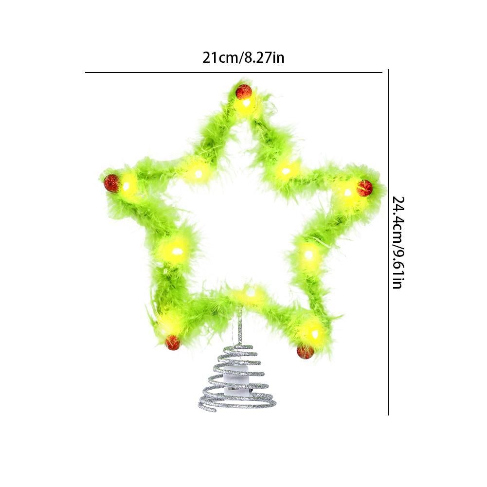 Christmas Fuzzy Grinch Star Tree Topper Holiday Festive Creative Grinch Decoration Christmas Party Home Decor Ornament