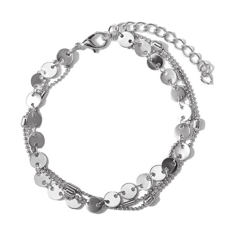 Double-Layer Shambhala Crystal Anklet: Women's Multi-Layer Alloy Beach Foot Jewelry