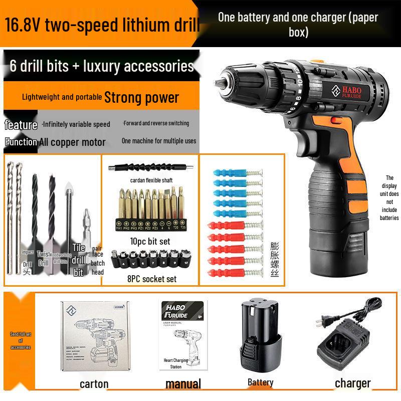 Rechargeable Multifunction Electric Drill & Impact Screwdriver Set