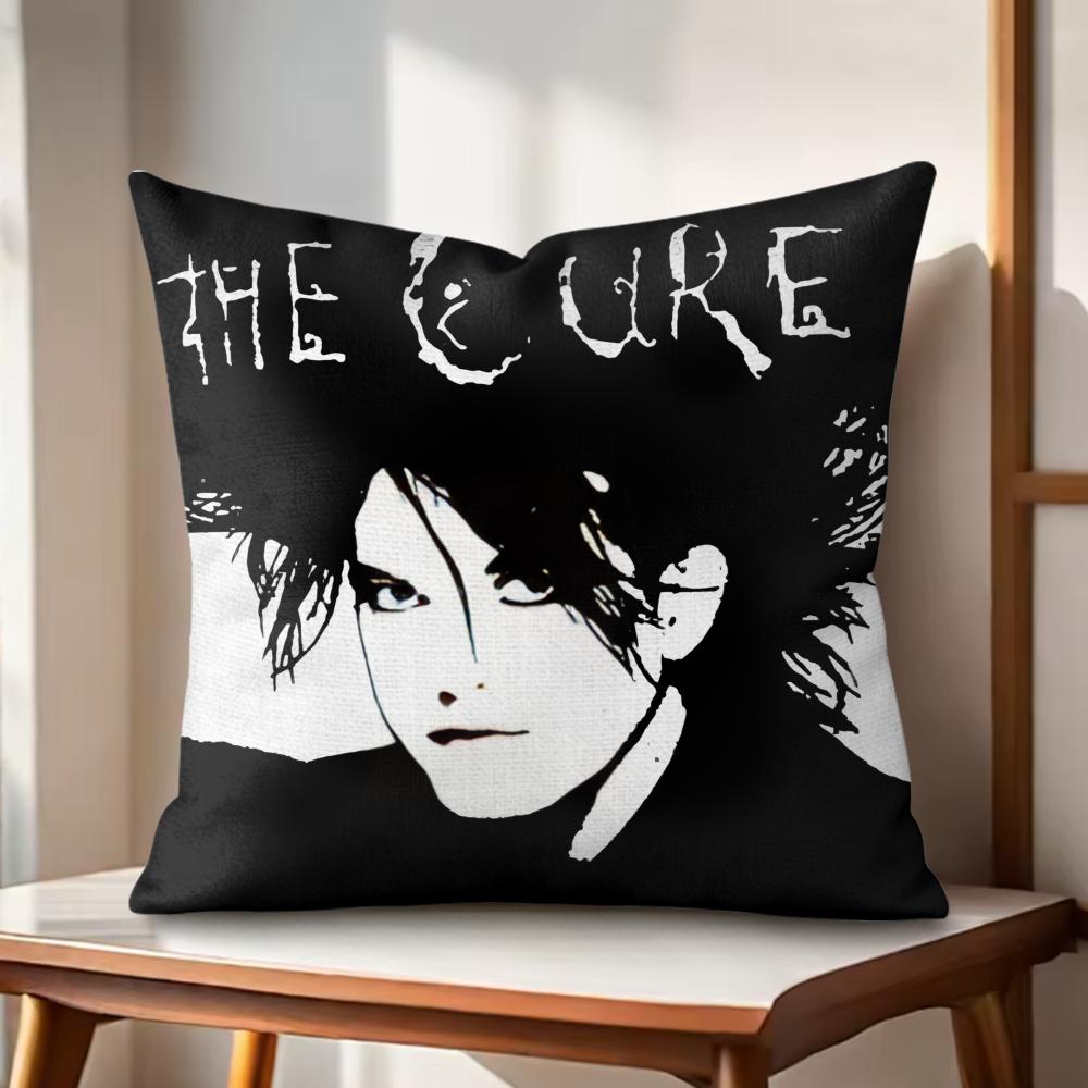Rock Band The CCureS Music Cushion Cover Natural Linen Organic Fabric DoubleSided Printing Couch Pillow Covers Home Decor