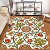 Floral Pattern Carpet with Red Green Yellow Boho Style for Living Room Suitable for Use As an Anti-slip for Living Room Bedroom Sofas