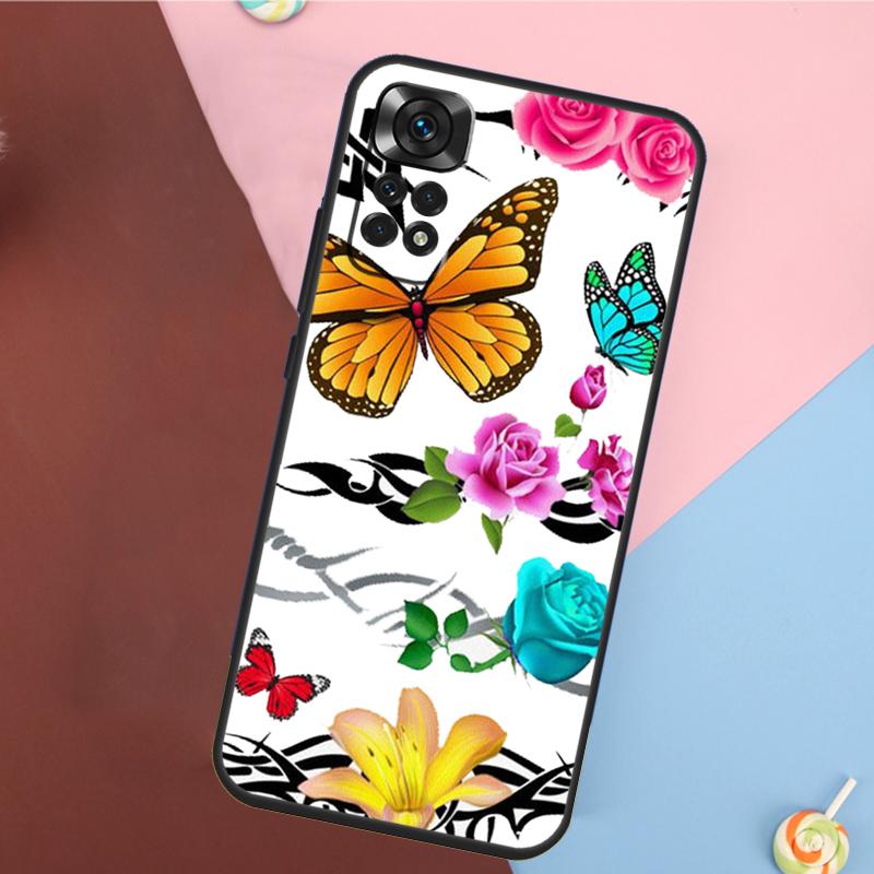 Butterfly Flower Cover For Xiaomi Redmi Note 13 Pro 14 12 11 9 10 9S 10S 11S 12S Redmi 14C 10C 12C 13C Case