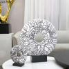 Abstract Black Lines Circular Ring Ornaments Desk Decoration Modern Crafts Creative Resin Ring Statue Room Aesthetic Decor