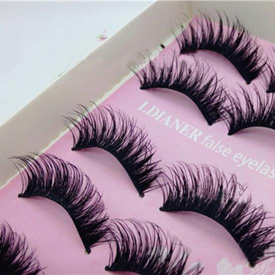 5 Pairs Natural Long Cross Thick Fake Lashes Stage Club False Eyelashes Makeup