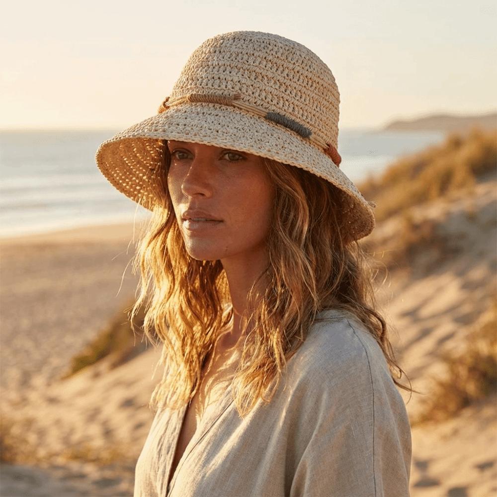Wide Brim Straw Weave Sun Hat Bohemian Fisherman Hat Sweet Sunscreen Bucket Hat Beach