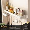 White Wall-Mounted Kitchen Rack: No-Drill Seasoning, Knife, and Chopsticks Organizer