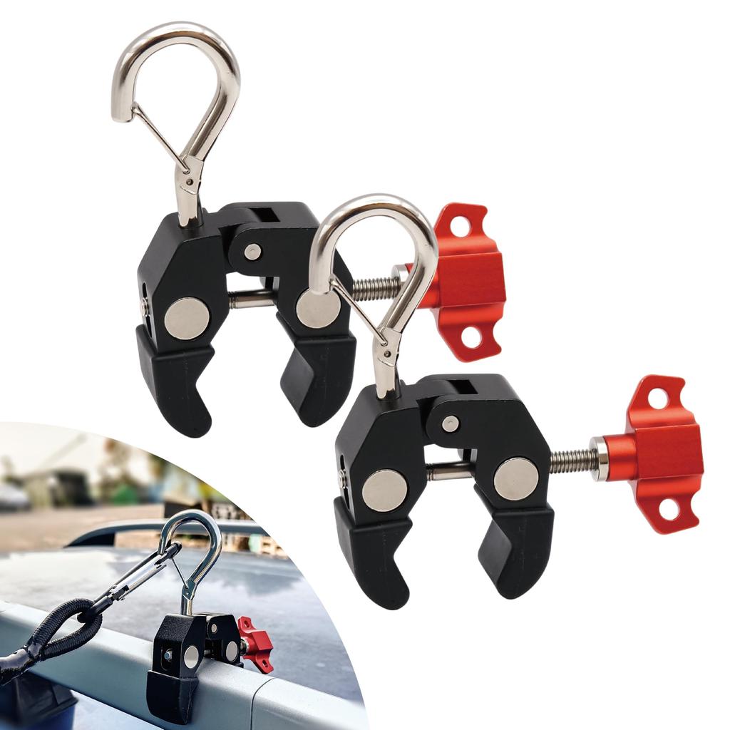 Set of 2 Car Tarp Hooks Easy Compatible with Car Side and Rooftop Includes Car Joint Mounting Camping and Car Tarp Accessories – Scratch-Resistant,