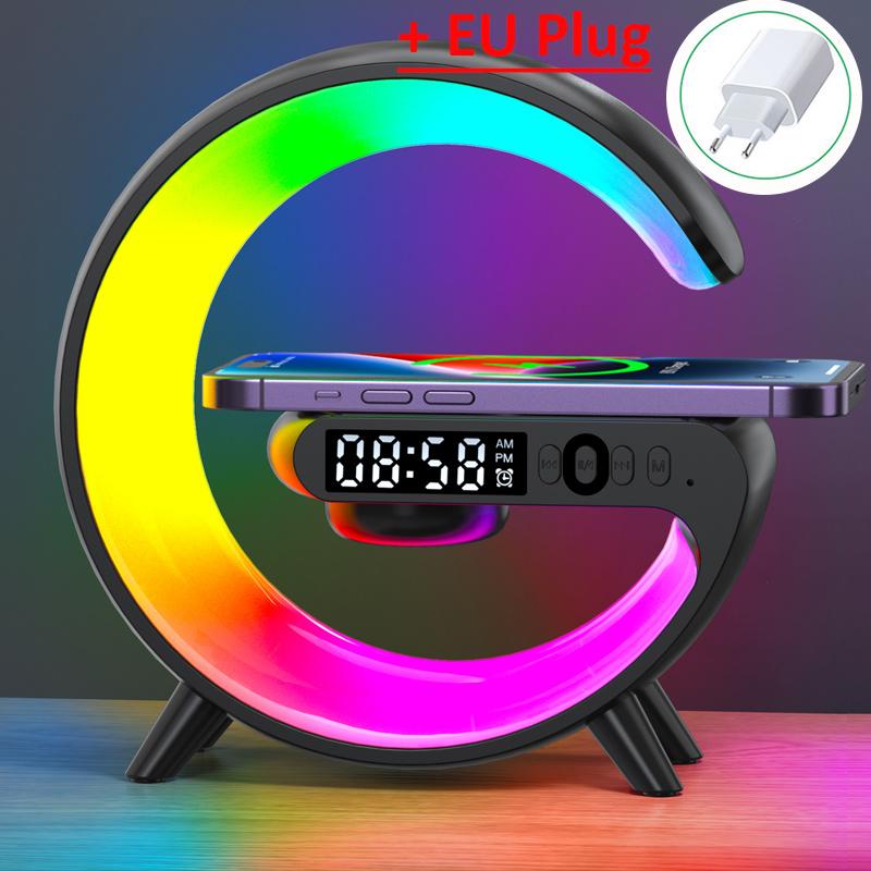 Multifunction Wireless Charger Pad Stand Speaker TF RGB Night Light 15W Fast Charging Station for iPhone Samsung Xiaomi