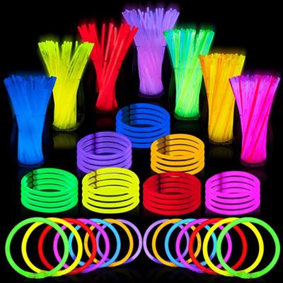 Glow Sticks 8" Bracelets Necklaces, Glow In the Dark Neon, Easter, Football,Halloween Party Supplies Pack
