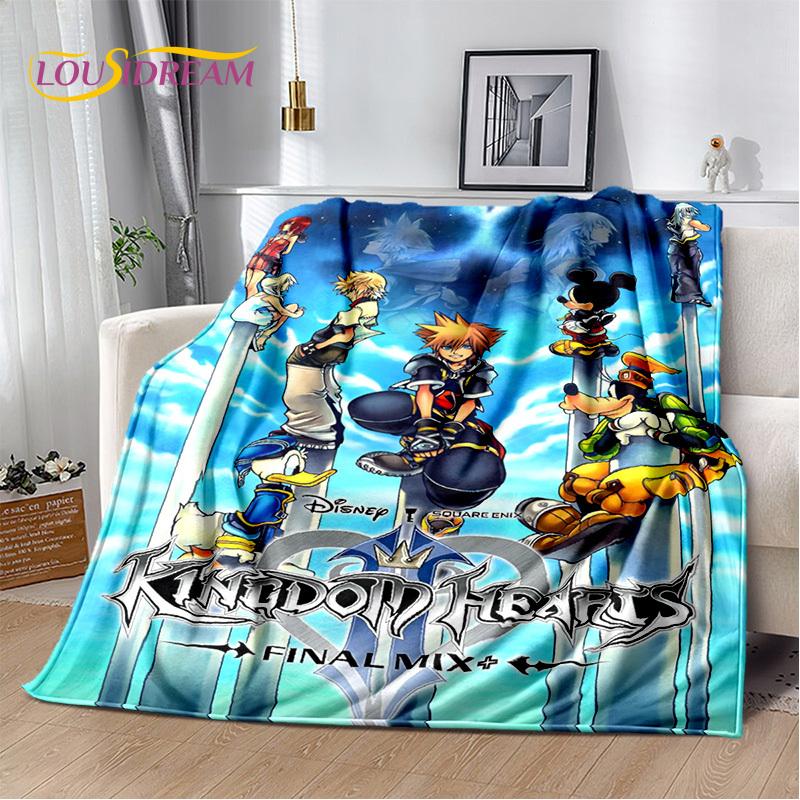 Weiche Plüschdecke mit 3D-Cartoon-Motiv „Kingdom Hearts“, Flanelldecke, Überwurfdecke für Wohnzimmer, Schlafzimmer, Bett, Sofa, Picknick, Kindergeschenk