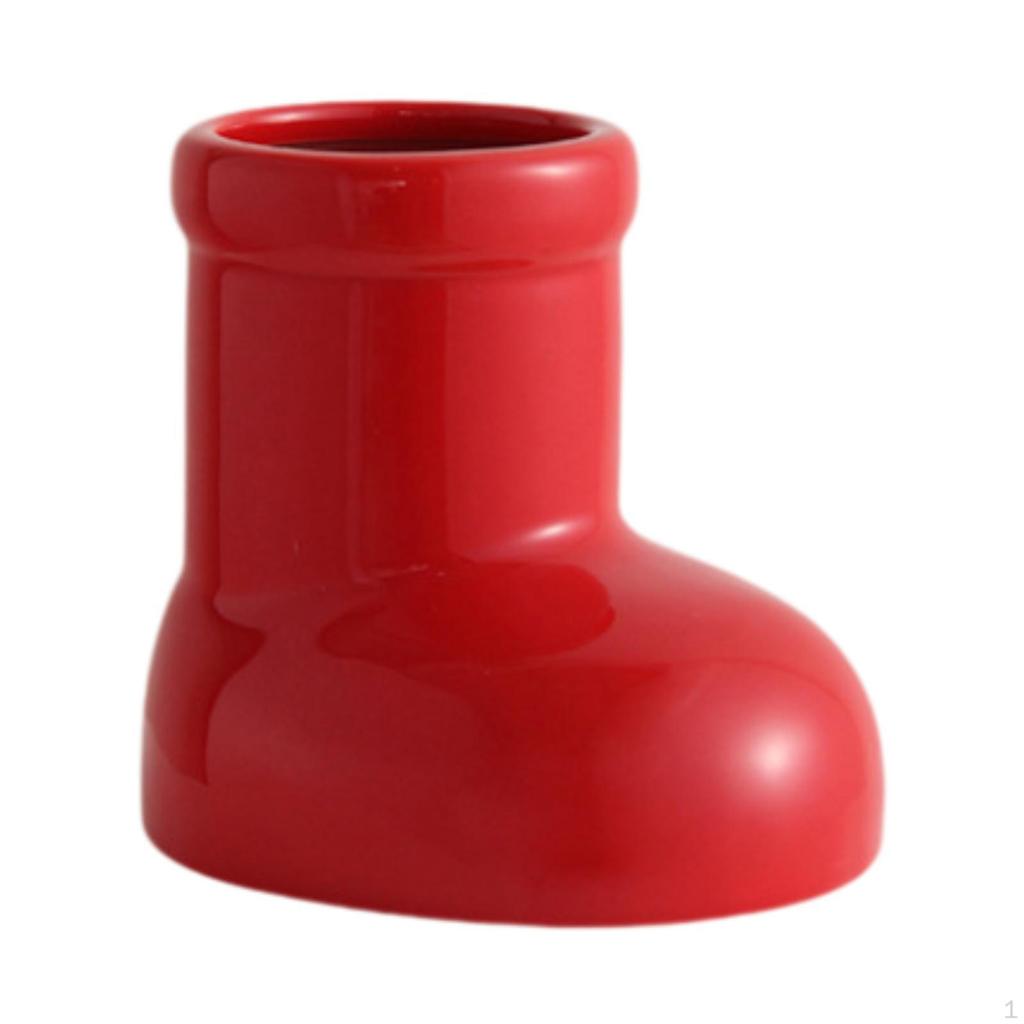 Keramik-Weihnachtsvase mit roten Stiefeln, einzigartige nordische Blumendekoration, Pflanzenhalter, für den Eingangsbereich,