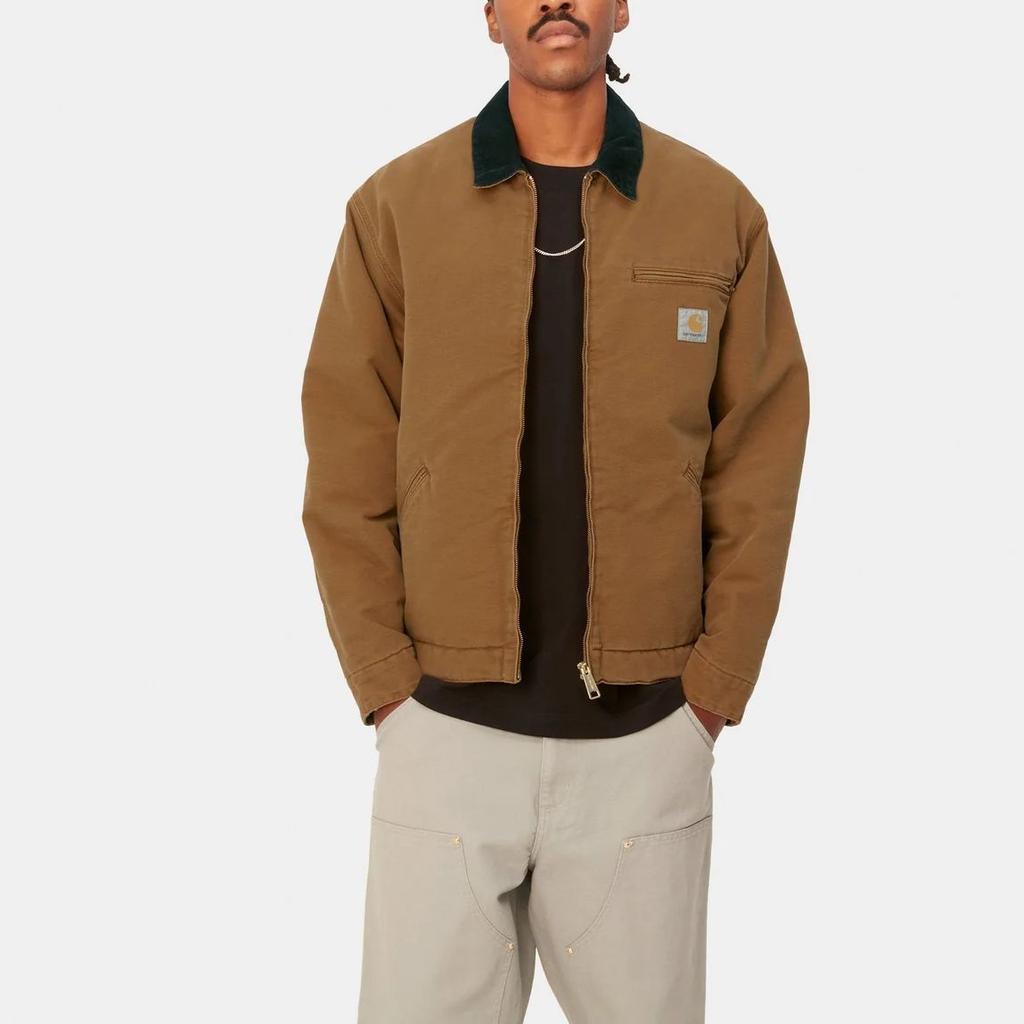 Carhartt WIP FW23 Detroit Jacket Classic Vintage Letter Logo Patchwork Corduroy Collar Zip Design Distressed Casual Detroit Jacket I027358-1QB