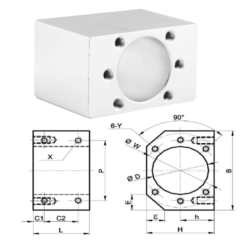 22mm Inner Diameter Ballscrew Nut Housing Aluminum Alloy SFU1204 Ball Screws Mount Bracket DSG12H Holder Base