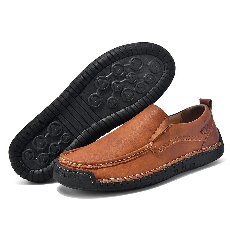 Large Size 48 Handmade Split Leather Men's Casual Shoes Comfortable Men Loafers Moccasins Men Flats Shoes Driving Shoes