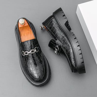 New British Style Business Leather Shoes Four Seasons Single Shoes Brown Platform Foot Groom Wedding Shoes
