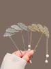 1pc Full Of Diamonds Leaves Pearls Tassels Hairpins Elegant Hair Accessories Light Luxury Banquet Accessories Eye-catching