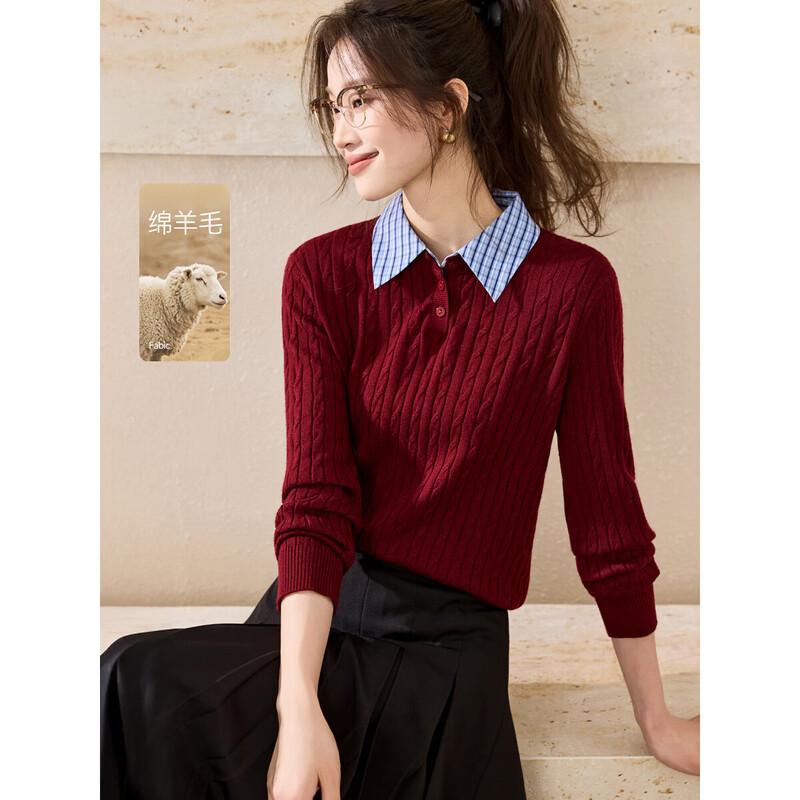 

Mohanyimei Wool Blend Cable Knit Polo Sweater L