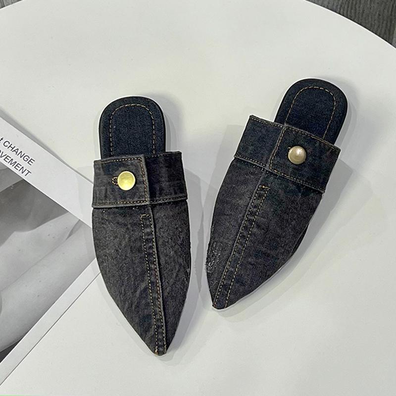 Leopard Women Slippers Flats Pointed Toe Mules Shoes Slingback Sandals Woman 2025 New Cowboy Designer Mujer De Zapatos