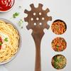 Lebensmittelechte Teakholz Kochlöffel Handgemachter Schaumlöffel mit Zähnen Holz-Nudelsieb mit Schlitzen Bequemer Spaghetti-Sieblöffel