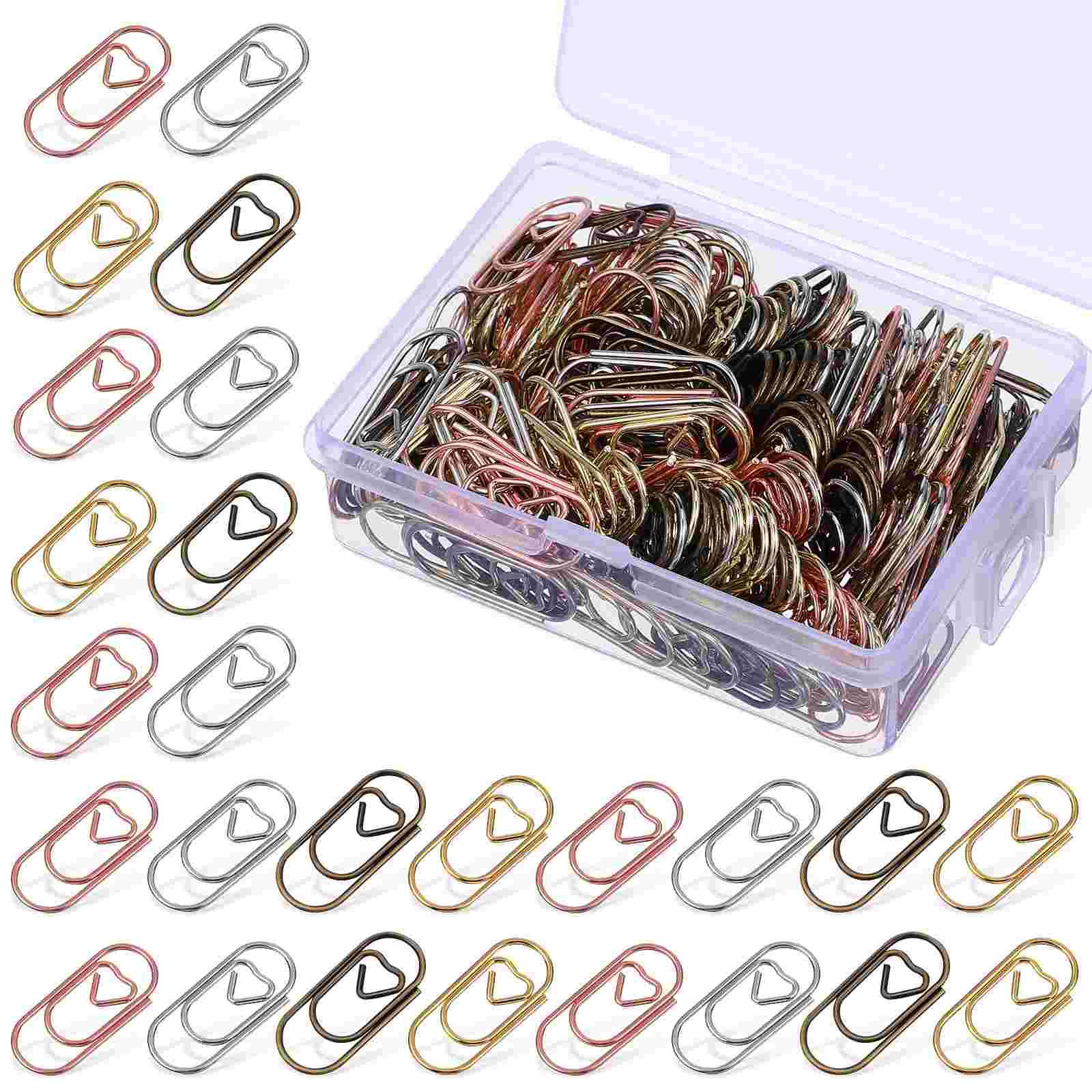 

200 Pcs Mini Heart Shaped Metal Paper Clips Cute Decorative Binder Clips For Office Supplies Small Tiny Binderclips Teacher