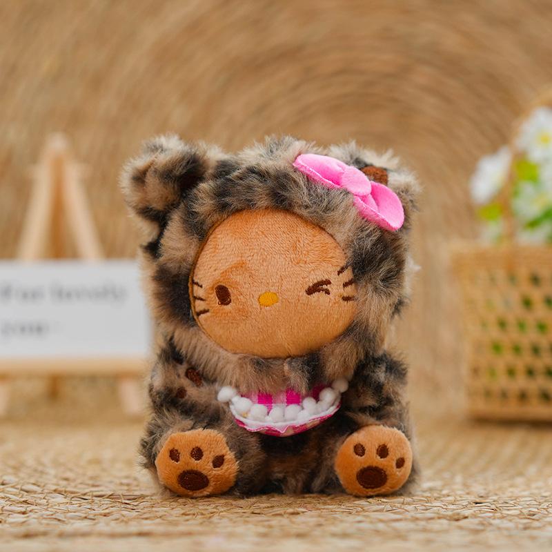 Sanrio Кавайная Хелло Китти Леопардовый Принт Худи-Костюм Серия Плюшевые Куклы Китти Брелок для Сумки Брелок для Ключей Для Энтузиастов Праздничные Подарки синий