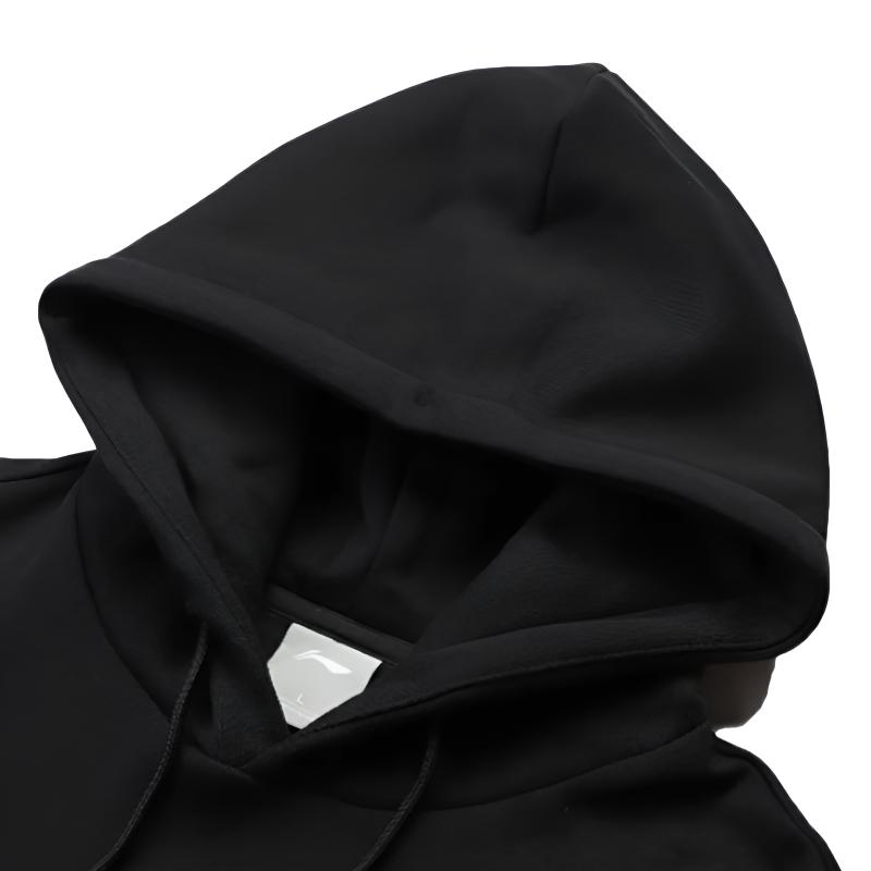 Li Ning Fashion Logo Letter Print Loose Cotton Fleece Warm Comfortable Versatile Hooded Sweatshirt Long Sleeve Casual Sports Suit YWDV375-3+YKLV207-1