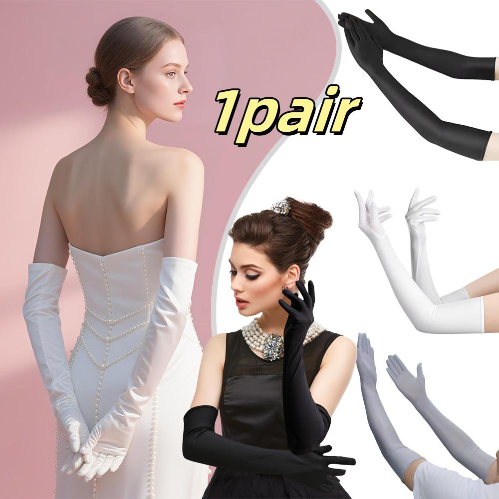 1pair High Elastic Spandex Elbow Finger Gloves Long Women's For Sun Protection Gloves Party Nightclub Wedding Performance Gloves