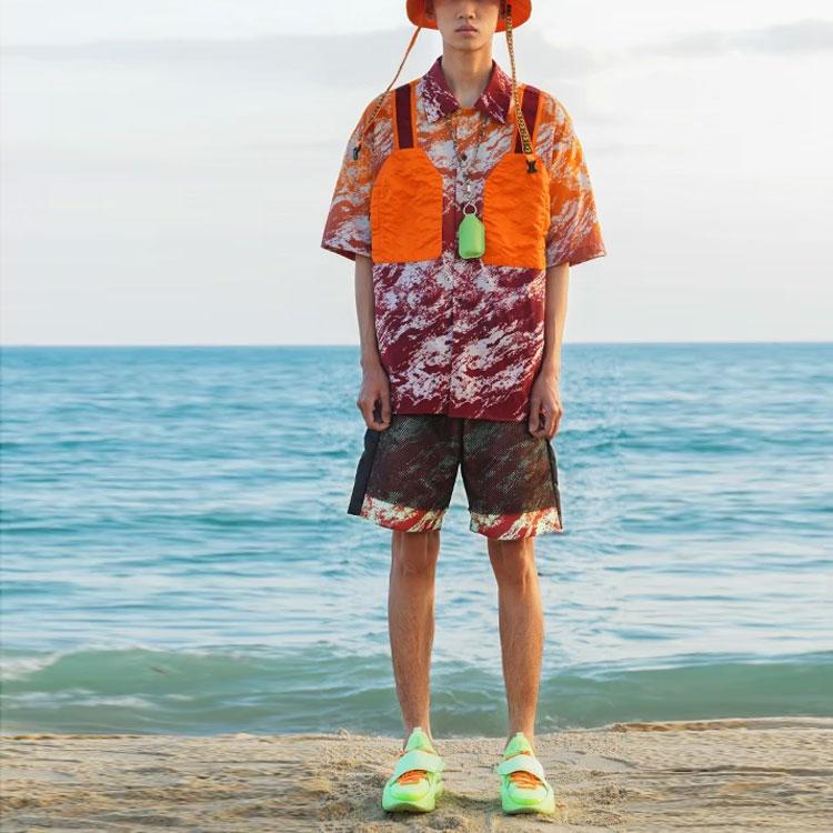 Li Ning Loose Casual Color Block Short Sleeve Shirt Men Tops Red ASHS035-2