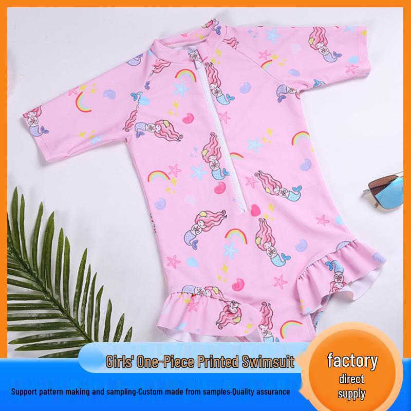 2026 Sun-Protection One-Piece Swimsuit for Girls - Cute Summer Beachwear for Toddlers