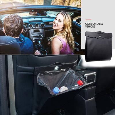 Car Trash Can Waterproof Magnetic Hanging Leather Storage Bag 1Pcs Leak-proof Back Seat Garbage Container for Vehicles