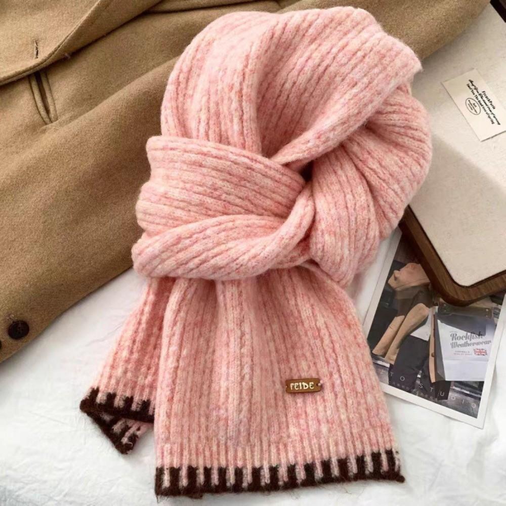 Thermal Women Knit Yarn Scarf Knitted Fall Winter Scarf Versatile Cold Proof Neck Wrap Women