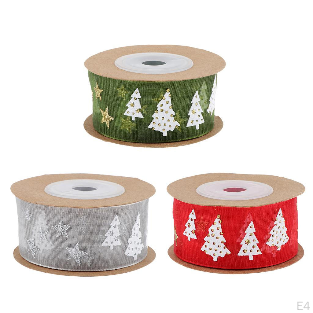 Christmas Ribbon, Tree Ribbons, Polyester Ribbon Crafts Gift Wrapping Festive Ribbons Decorations,