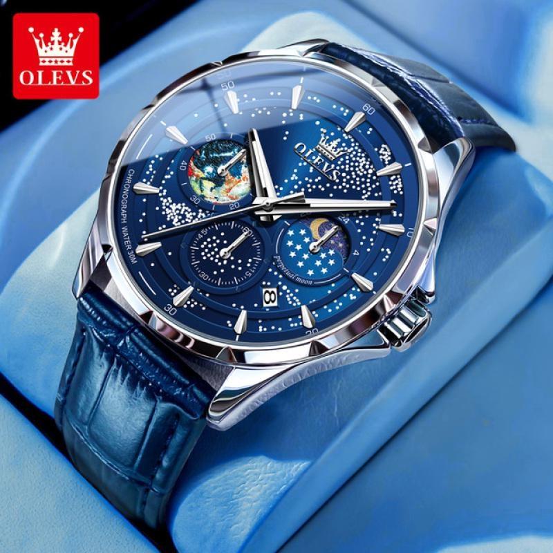 OLEVS Reloj de cuarzo con esfera de cielo estrellado a la moda