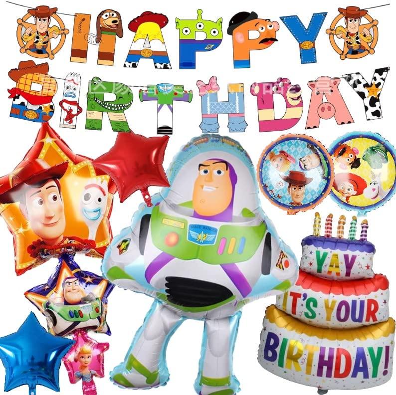 Toy Story Birthday Decorations, Character Balloons, HAPPY BIRTHDAY, Kids Celebration, Party Balloon Set