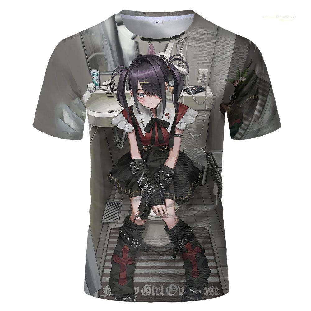 NEEDY GIRL OVERDOSE Kangel Übergröße Herren T-Shirt, Cartoon 3D Muster T-Shirt, Herren Kurzarm Oberteil, Sommerkleidung