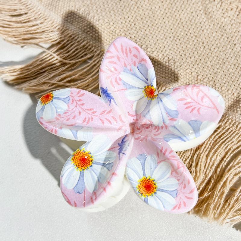 Uv-printed Frangipani HairpinFemale Seaside Vacation Back of The Head HairpinShark Clip