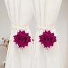 2Pcs Romantic Rose Curtain Strap Gauze Curtain Strap Simulation Rose Valentine's Day Decorative Curtain Strap