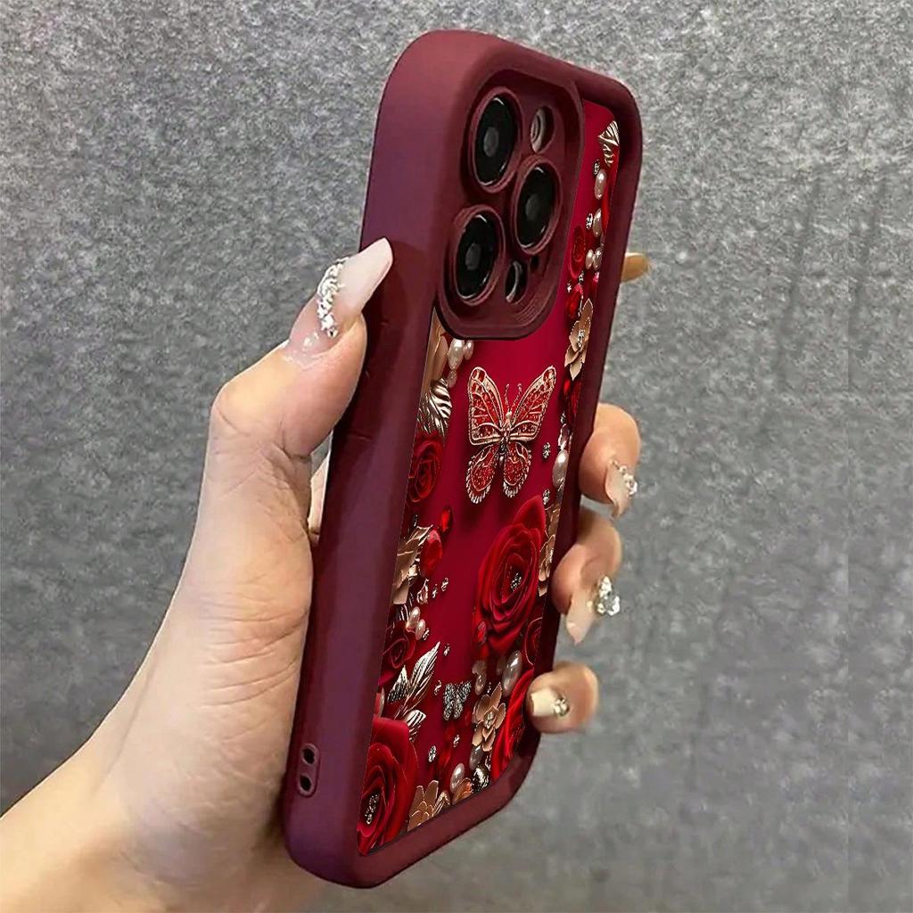 Schwarzes Rillen-Schmetterlings-Sandstein-Case für iPhone 15/16/17