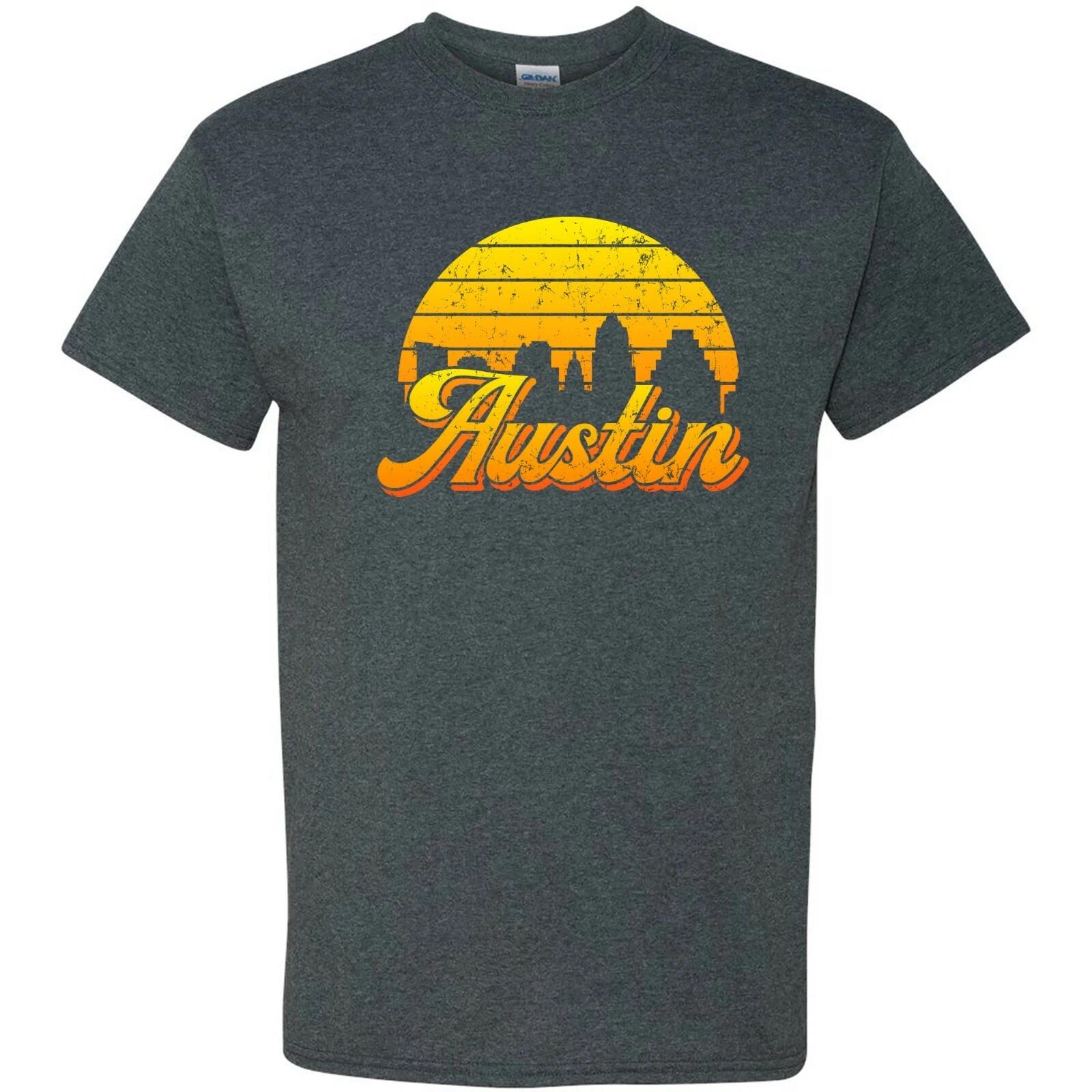 Austin TX Retro Skyline Sunset - Home State Pride Summer T Shirt S