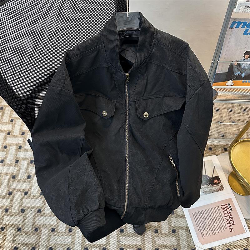 

Autumn and winter men s American vintage distressed cargo jackets, loose casual padded warm baseball uniforms, trendy men s jackets M