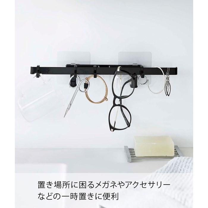 Yamazaki Film Hook Sanitary Hanger Black, Approx. W30.5xD4xH4.7cm, Tower. Floating Storage, Bathroom Storage, 5903.