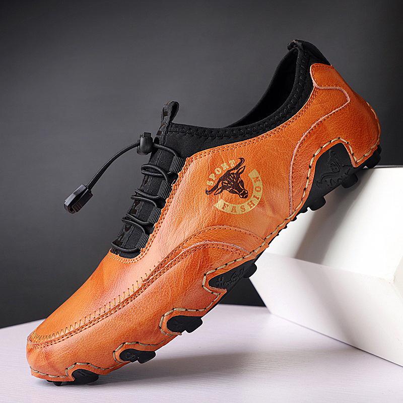 Herren Koreanischer Stil Niedrige Leder-Slip-On Freizeitschuhe zum Fahren - Leicht, Atmungsaktiv, Trendy