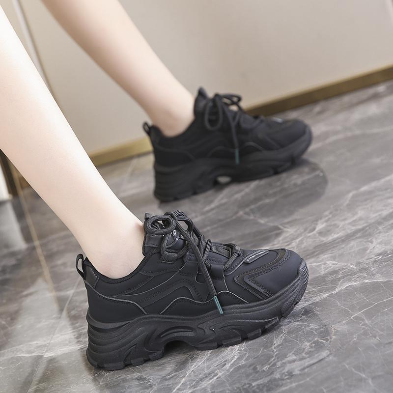 CRLAYDK Chunky Sneakers for Women Platform Leather Walking Shoes Comfort Casual Ladies Wedge Running Sport Tennis