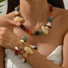 Irregular Colorful Resin Beads Necklace and Bracelet Set Vacation Stages and Music Festivals Fashion Jewelry Hot Sale Party Gift