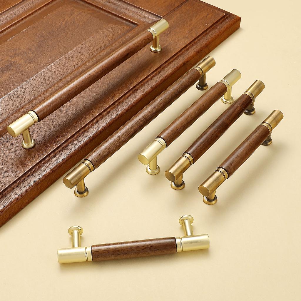High-End Walnut Cabinet Door Handles Light Luxury Drawer Knobs, Furniture Cabinets Wardrobes Cupboards Pull