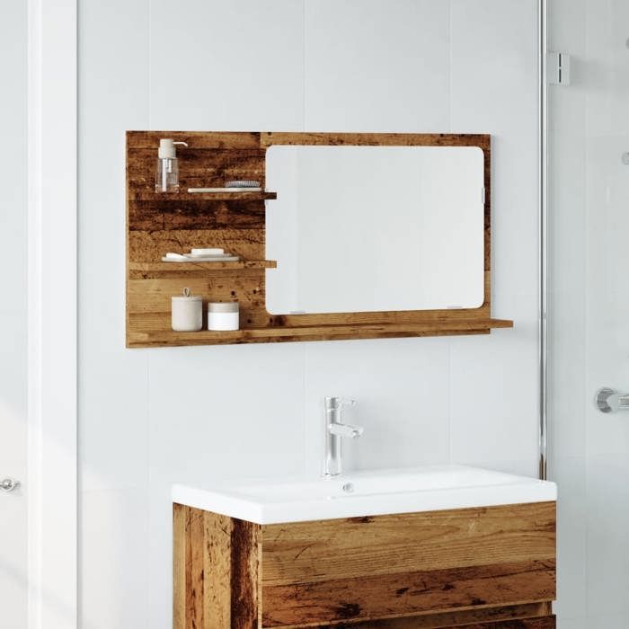 VidaXL Armoire à miroir de salle de bain vieux bois bois d'ingénierie, étagère à miroir, miroir avec étagère, étagère de 856262