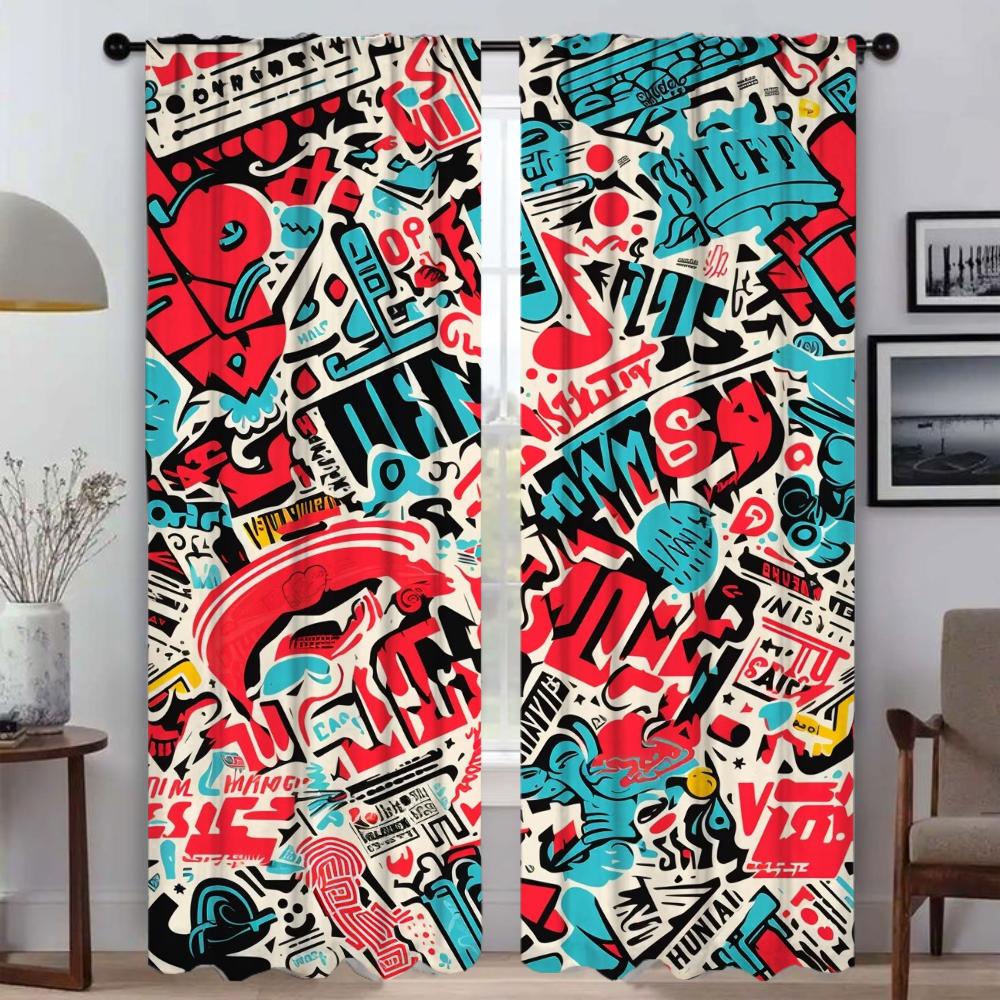 Street Element Graffiti Curtains for Bedroom Blackout Curtain for Room 2 Panel Home Interior Curtains Shades Partition Living
